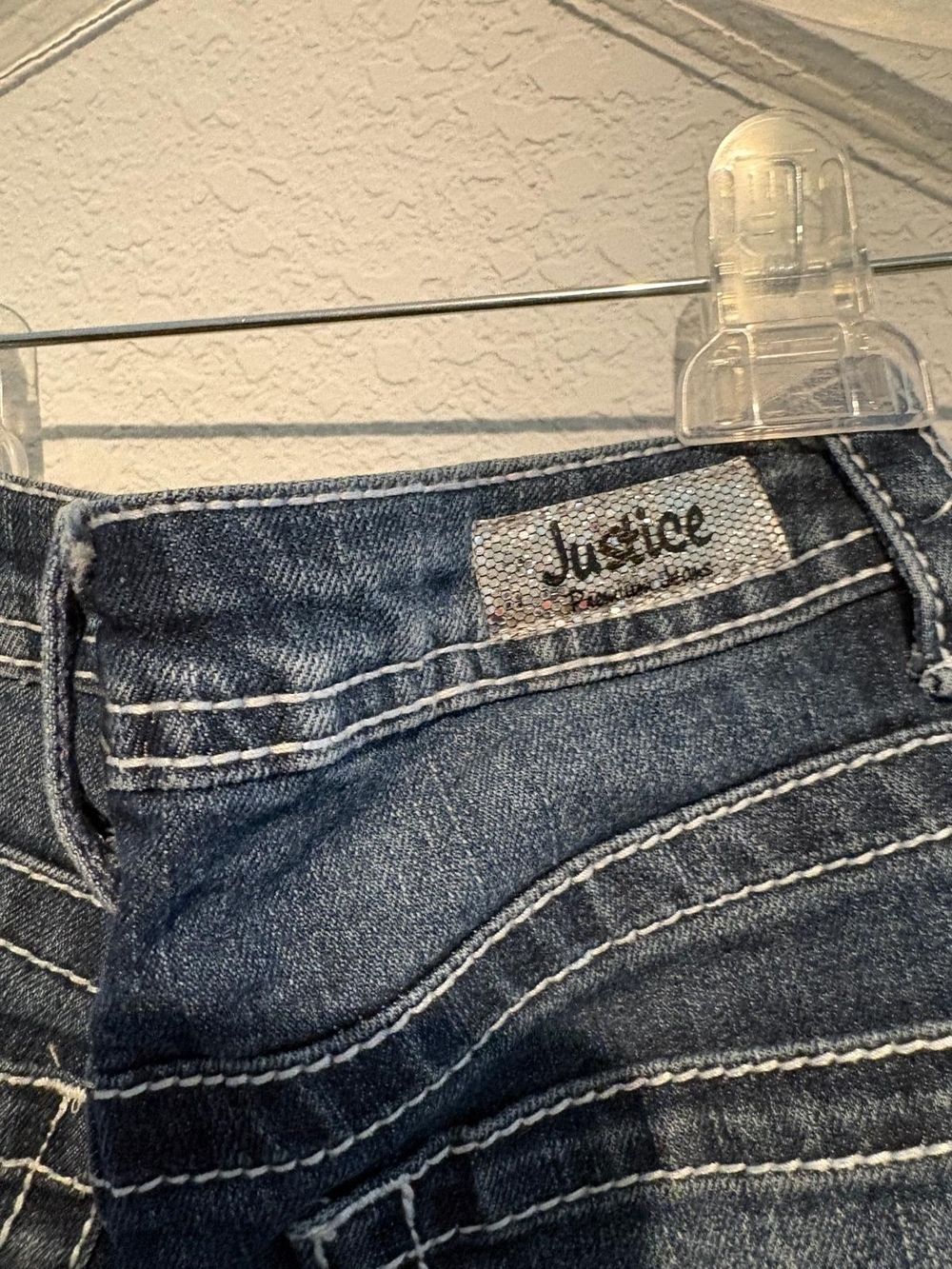 Justice Girls Flag Sequin Denim Shorts - Dark Blue, Red, White - Picture 5 of 5